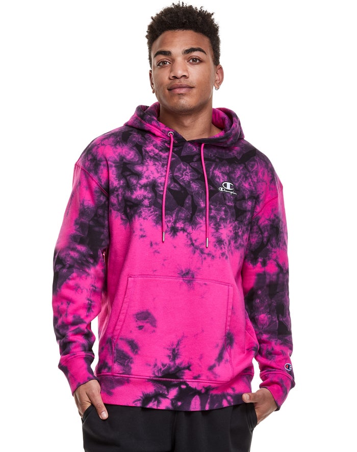 Champion Galaxy Dye Embroidered C & Script Applique Hoodie Heren - Roze/Zwart - Belgie 4601GJLSQ